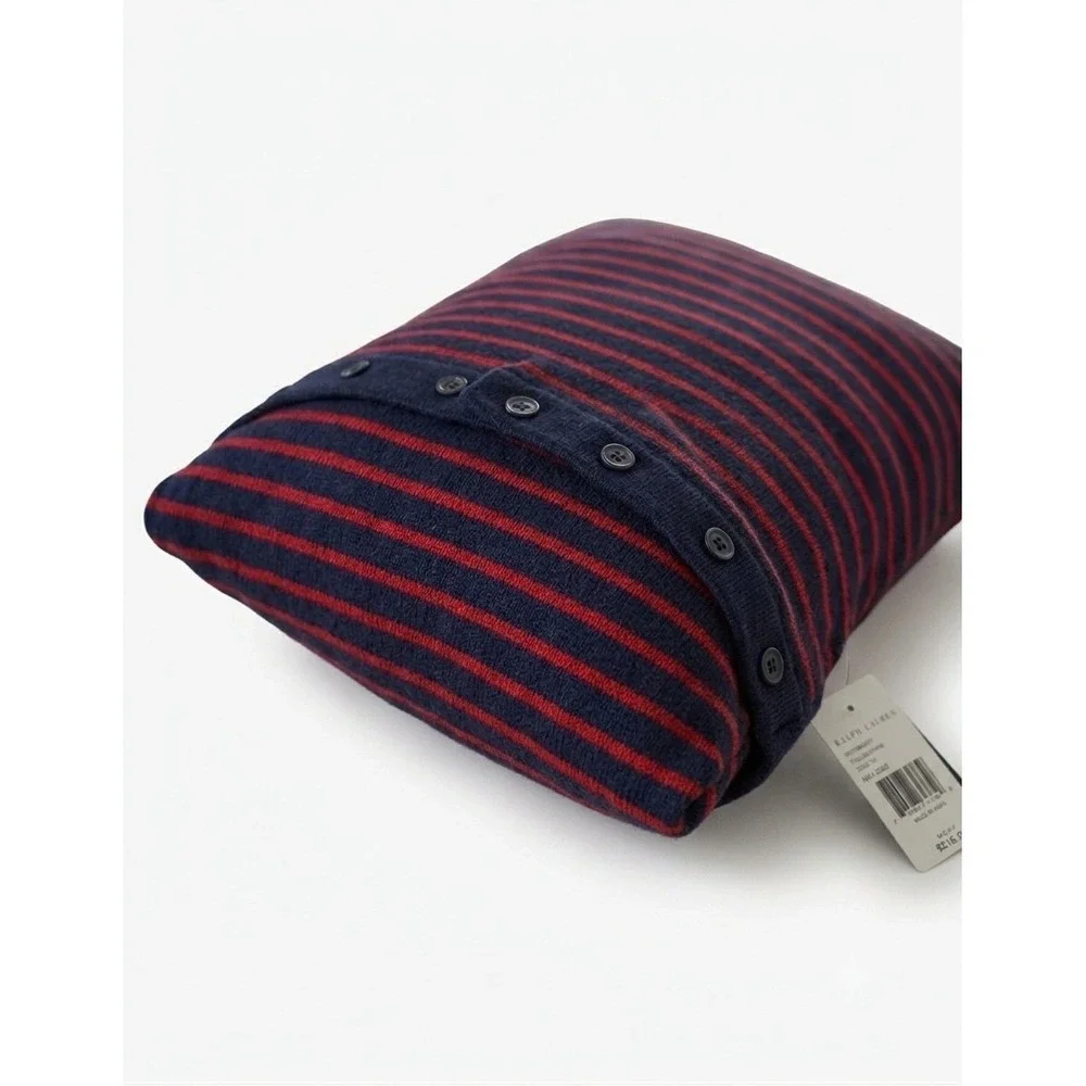 Ralph Lauren Toulon Stripe Decorative Throw Pillow NEW Nautical Navy/Red [$215]